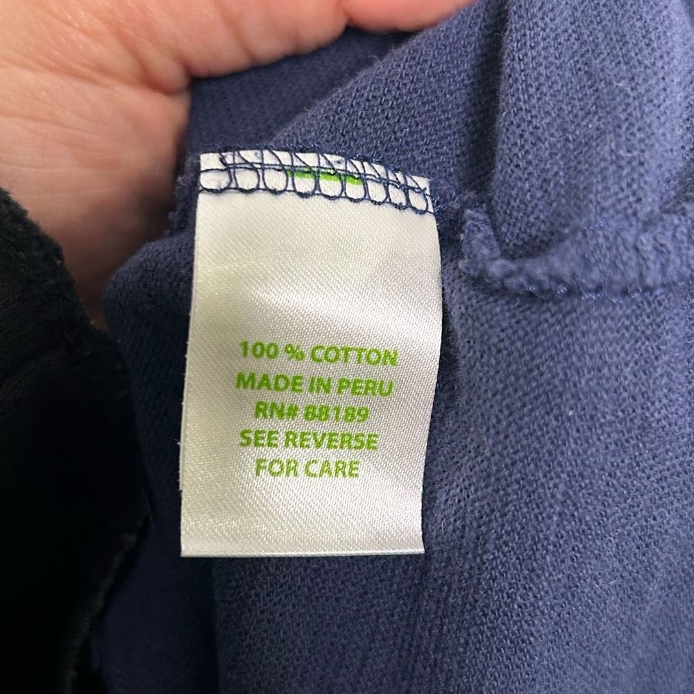 Lilly Pulitzer Women’s Navy Blue Embroidered V Neck Pullover Dress Hoodie Size L - Picture 6 of 13